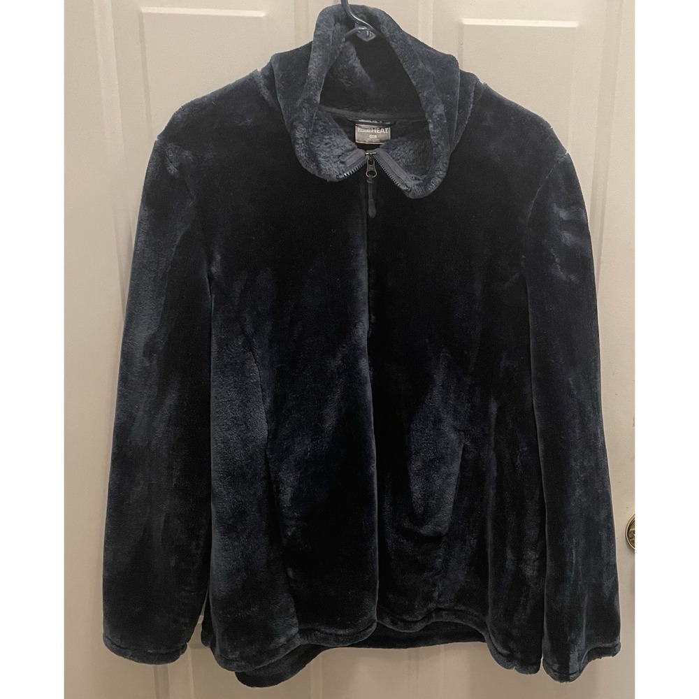 32 Degree Heat Storm Blue Plush Fleece Faux Fur Super Soft Zip Jacket Womens XXL - Picture 2 of 7